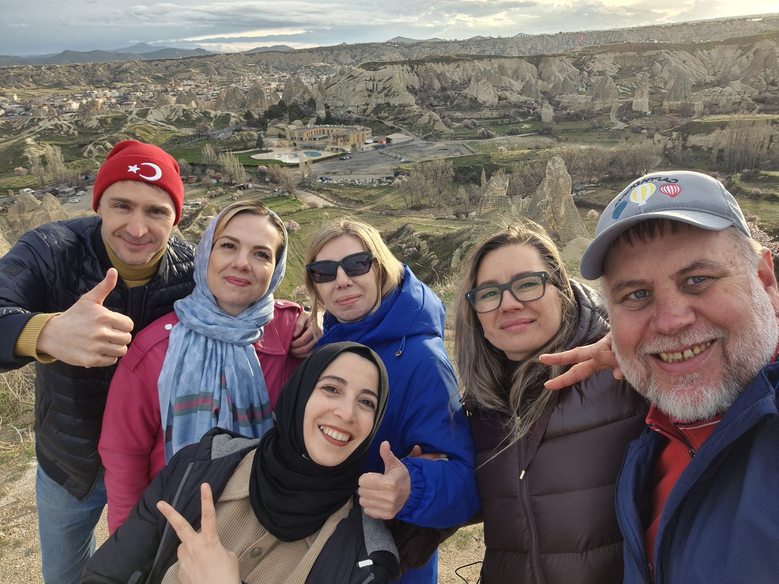 Guests with our team at a viewpoint above Göreme
