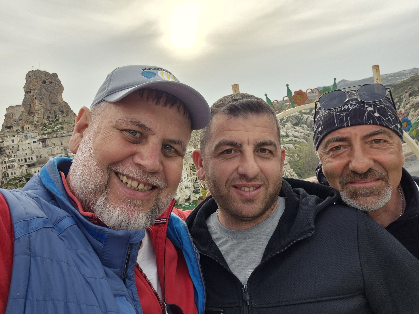 Guests in front of Uçhisar Castle